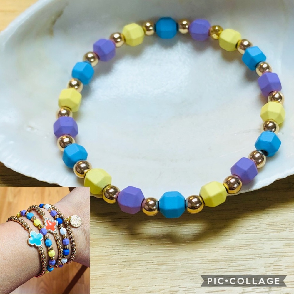 Hematite color and gold bracelet